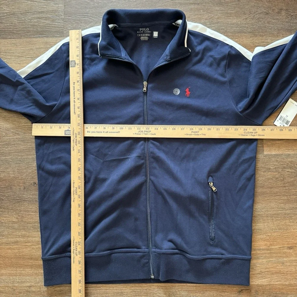 NWT Polo Ralph Lauren Track Jacket Navy Blue White Mens Sz XL‎ NWT